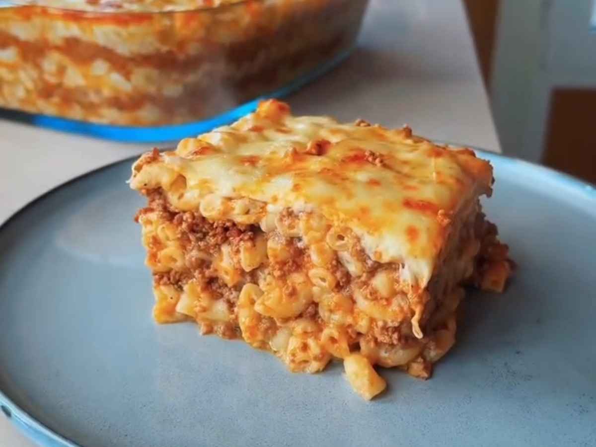 Lasanha de Mac and Cheese com Bolonhesa